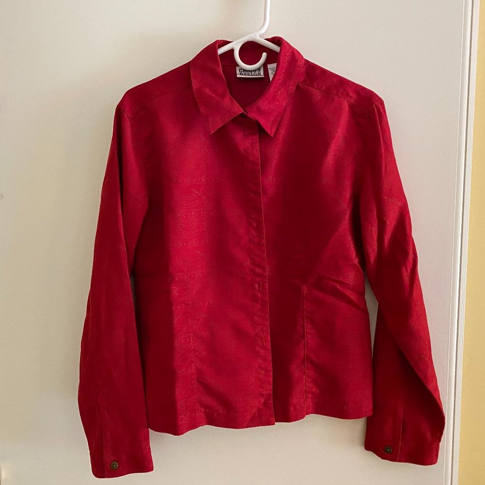Chico Design suede-like red shirt with fine line  gold pattern     Chico size 2